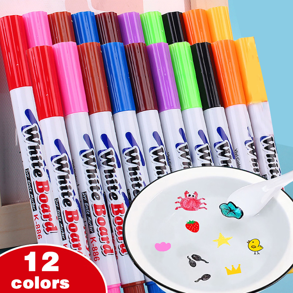 

8/12Colors Magical Painting Floating Whiteboard Makers Pen Water Color Floating Pen Children's Early Education Toy Art Supplies