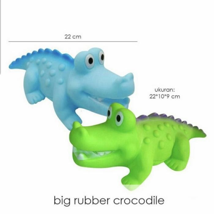 TERBARU Mainan binatang Karet Buaya Bunyi Jumbo Mainan buaya / Mainan air - Biru