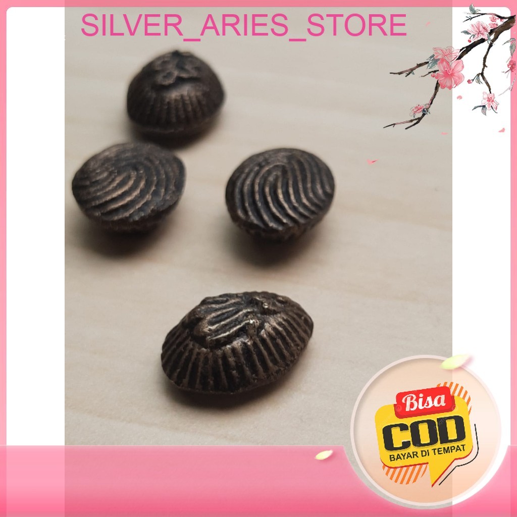 Silver Aries. Batu Kuningan dengan Lafadz Allah & Nabi Muhammad bentuk sidik jari bahan Kuningan ant