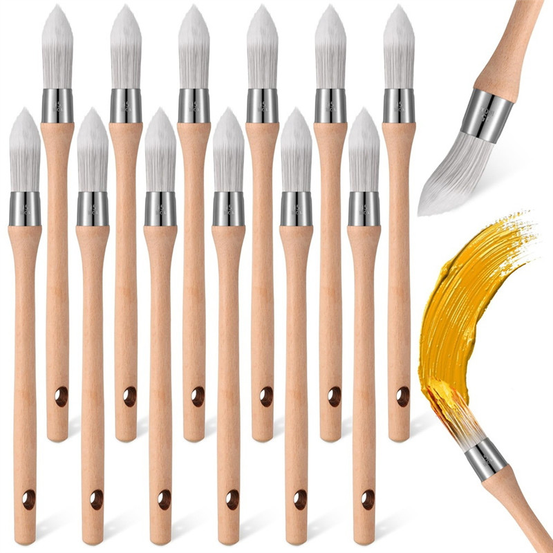 

12Pcs Trim Painting Tool Edge Clean Painting Tool Corner Paint Brush Round Small Paint Brushes Thin Trim Brush Durable