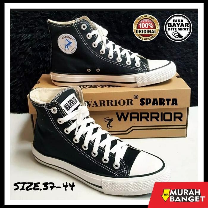 Sepatu Warior/Warrior Sparta HC Sepatu Sekolah SIZE.37~44 Ori Murah - Hitam Putih, 37