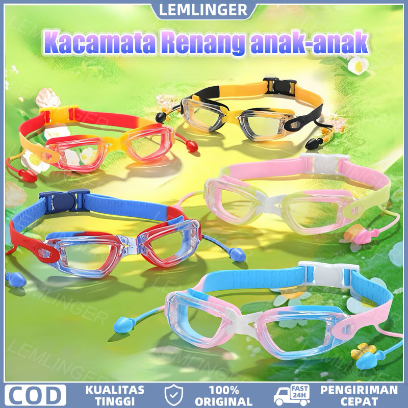 LemlingerKacamata Renang Anak-Anak Dengan Karet Silikon Eartip/Kacamata Renang Dewasa/Kacamata