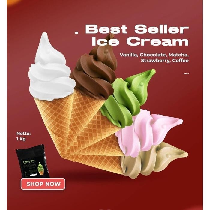 

soft ice cream powder vanila creamy coklat strawberry bubuk soft es krim qudyew 1 kg Susu - VANILLA