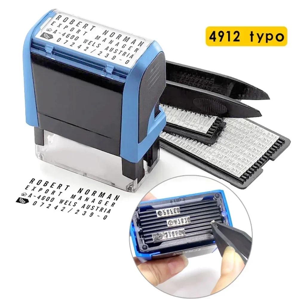 

4 Lines DIY 4912typo Rubber Stamp Kit Custom Personalized Self Inking Business Address Name Number Letter Handicraft Printing