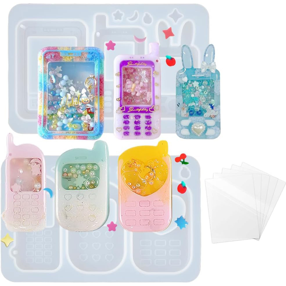 

Phone Shape Quicksand Resin Moulds Silicone Charm Epoxy Resin Casting Molds for Handmade Jewelry Pendant Keyring Necklace Making