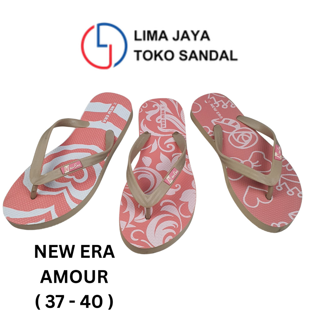 Sandal Jepit Wanita Motif Pink Anggun Bunga, Cinta, Pita – Nyaman Dipakai Harian New Era Amour