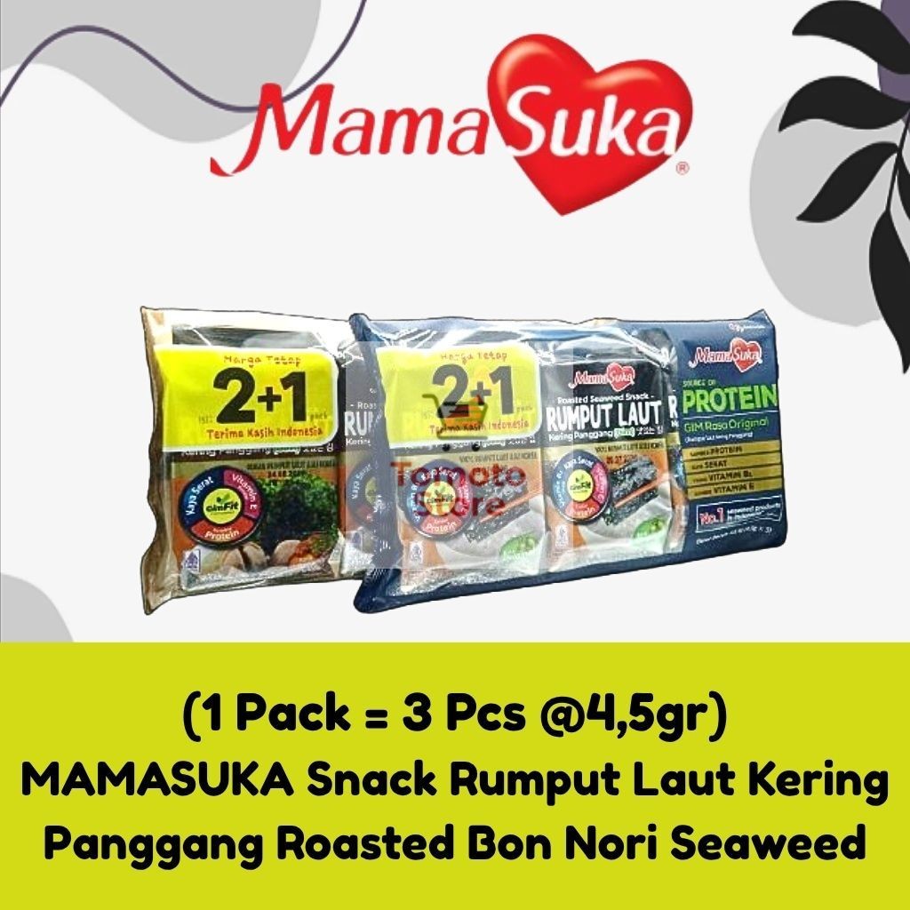 

✨ TOMOTOSTORE ✨ MAMASUKA Snack Rumput Laut Kering Panggang Roasted Bon Nori Seaweed (1 Pack = 2 Pcs)