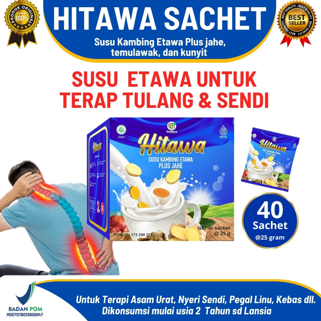 

Susu Kambing Etawa Herbal Hitawa 1kg isi 40 sachet – Jahe Temulawak Kunyit | Rematik, Nyeri Sendi, Pegal Linu