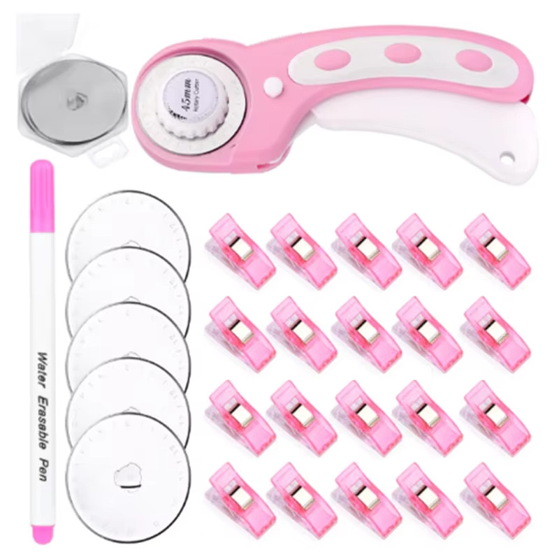 

Fenrry 45mm Rotary Cutter Set with Replacement Blades Quilting Sewing Clips Sewing Marker Pen for Sewing Fabric Leather Cutt