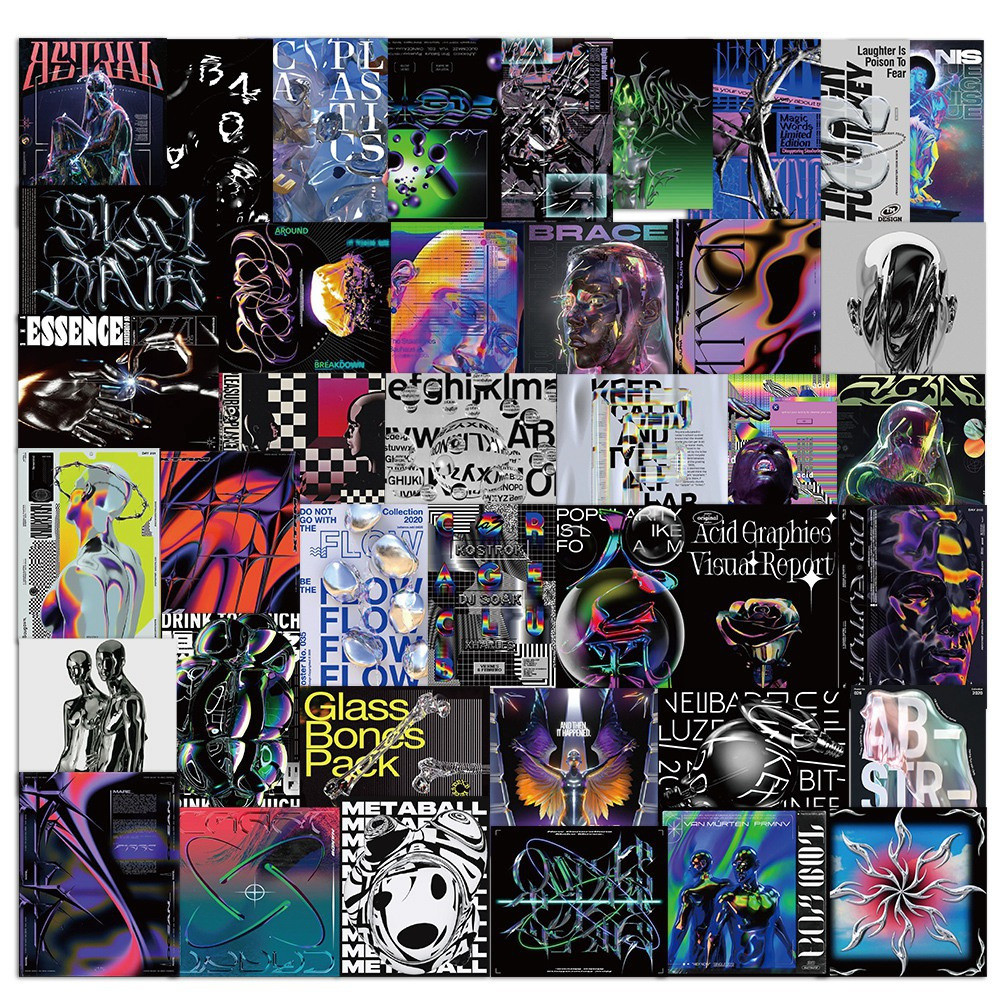 

10/30/50PCS Trendy Style Acidic Design Graffiti Sticker Waterproof Luggage Refrigerator Water Cup Personalized Sticker Wholesale