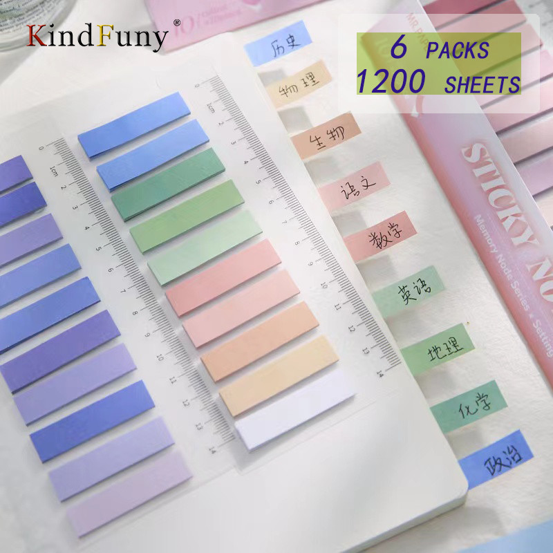 

KindFuny 1200 Sheets Morandi Gradient Color Sticky Note Kawaii Sticky Notes Cute Index Memo Pad Bookmark Paper Sticker