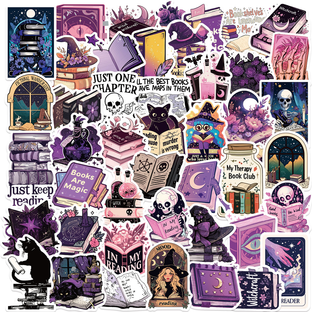 

50PCS Purple Bookish Sticker Pack Bookish Stickers for Notebook Luggage Skateboard Decoration Graffiti Decals Cool Sticker