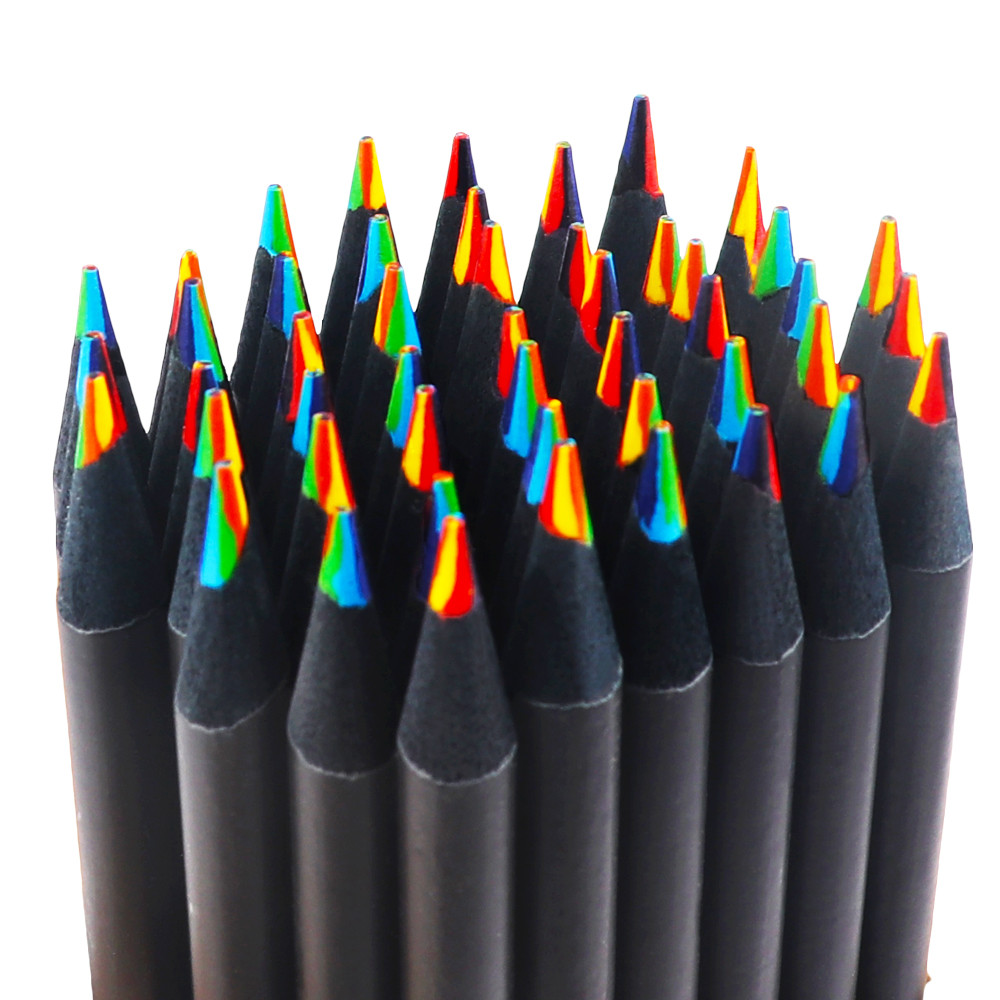 

12-48 Pcs Colored Black Wood Pencils 7 in 1 Rainbow Drawing Pencil Gift for Sketching Doodling Coloring Painting Colored Pencils