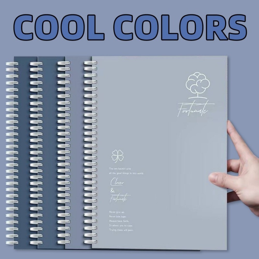 

4Pcs Simple A5 Coil Notebook Paper 60Sheets Spiral Notebook Double Coil Design Loose Leaf Notebook Art Style
