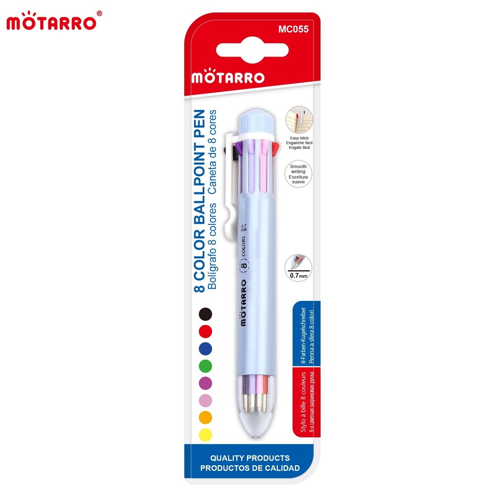 

MOTARRO Set 8 Colors for One Storage Ball-point Pen 0.7mm Multicolor Pen Quick Drying Pen Water for Kids School Stationery