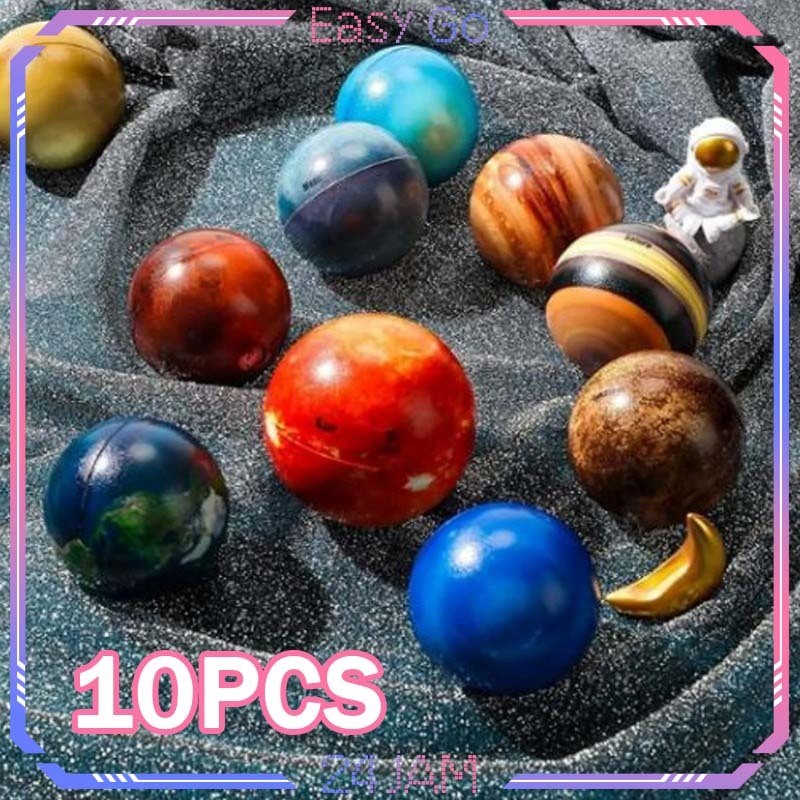 GUNAD 1set Mainan Bola Planet 10pcs Mainan Edukasi Planet Bola Elastis Edukasi Mainan Bola Planet Te