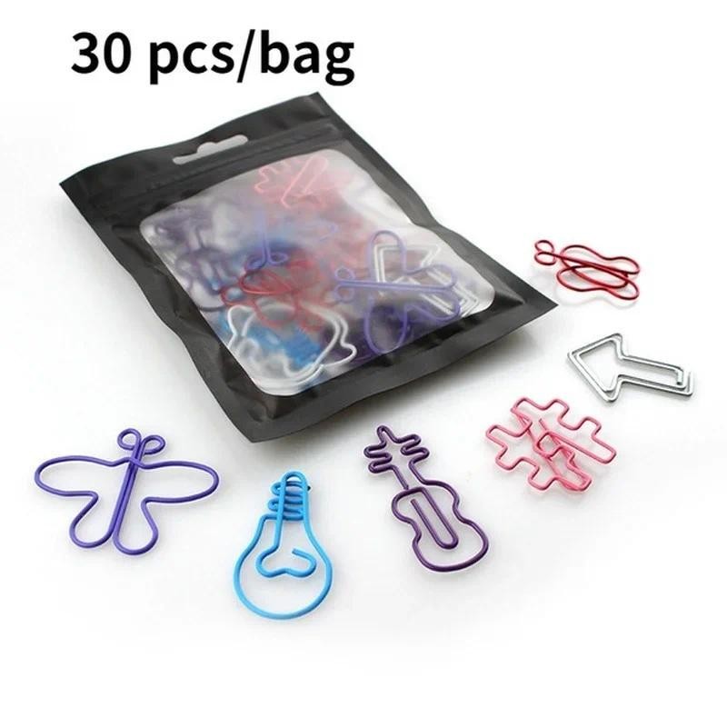 

New 30Pcs/bag Colorful Creative Office Supplies Decorative Bookmarks Memo Bookmark Paper Clips Paperclip Bookmarks Random Color