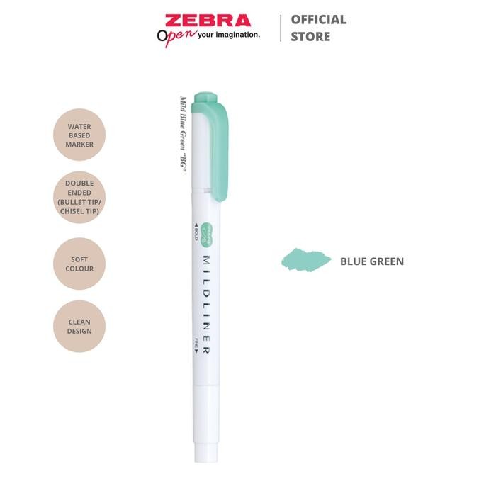 

ZEBRA Mildliner Double Side Highlighter Stabilo Dua Sisi Water Based Marker Spidol Warna - BLUE GREEN