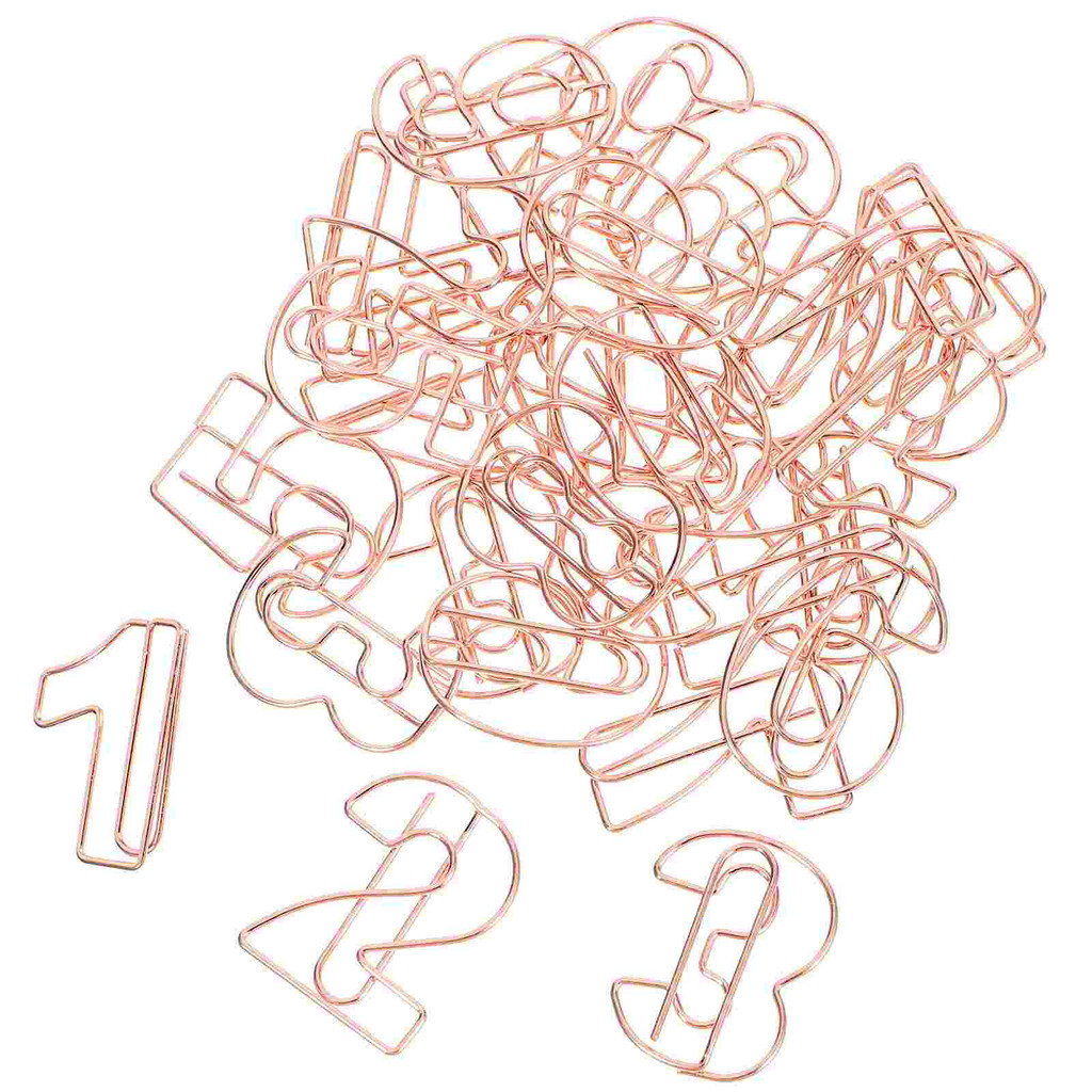 

30Pcs Number Shaped Metal Paper Clips Office Binding Supplies Decorative File Clips Plated Small naments Book Reading