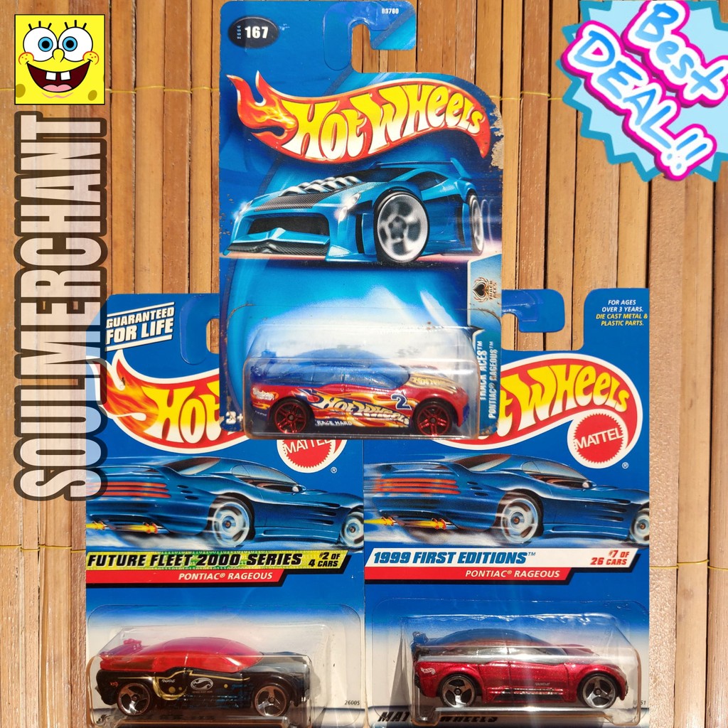Hot Wheels Pontiac Rageous Hitam Merah Track Aces First Edition Sport Car