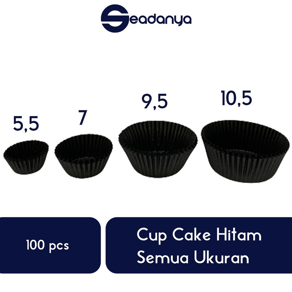 Cup Cake Hitam Semua Ukuran 100pcs(terdiri dari (4saf) per 1saf isi 25lembar  x 4= 100lembar)-Cake C