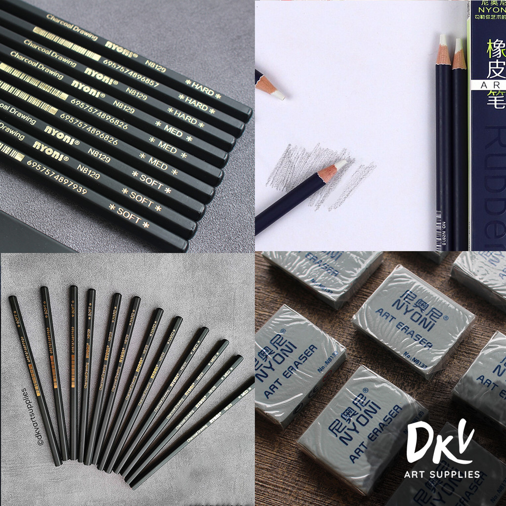 

NYONI Penghapus bentuk Pensil / Pensil Arang / Pencil Shaped Eraser / Kneadable Eraser / Charcoal Pencil Medium Soft Hard Satuan