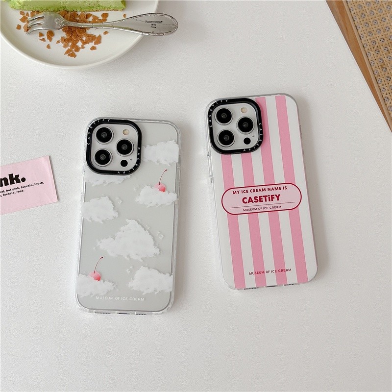 CaseCAS  Cloud Cherry Ice Cream  iPhone Case Untuk iPhone 15 Pro Max 11 12 13 14 Pro Max Cartoon Fas