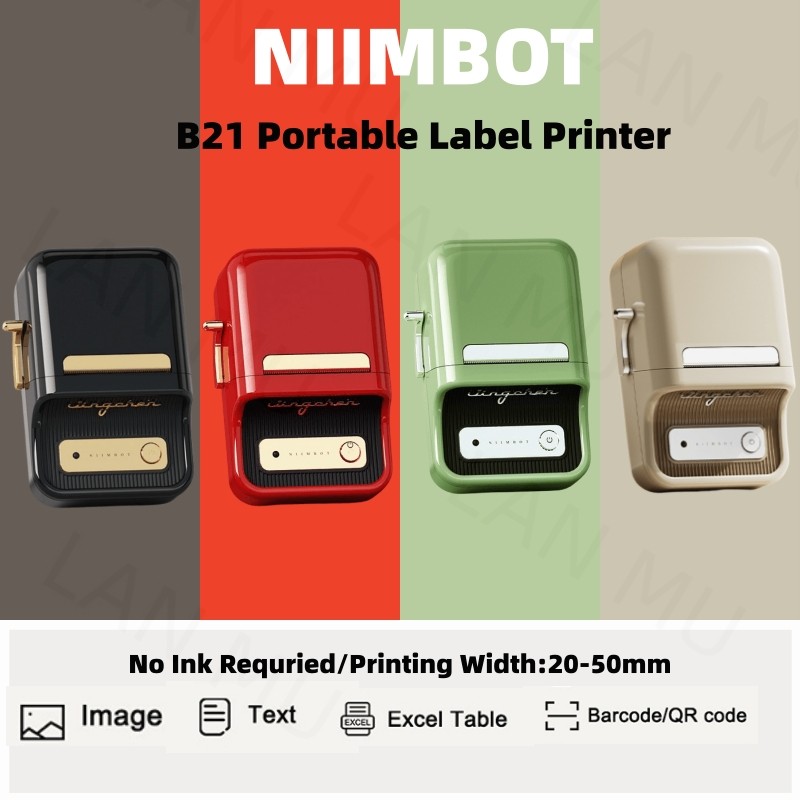

NIIMBOT B21 Label Printer Portable Wir-eless Bluetooth Thermal Label Maker Sticker Printer Color Clear label paper with printer