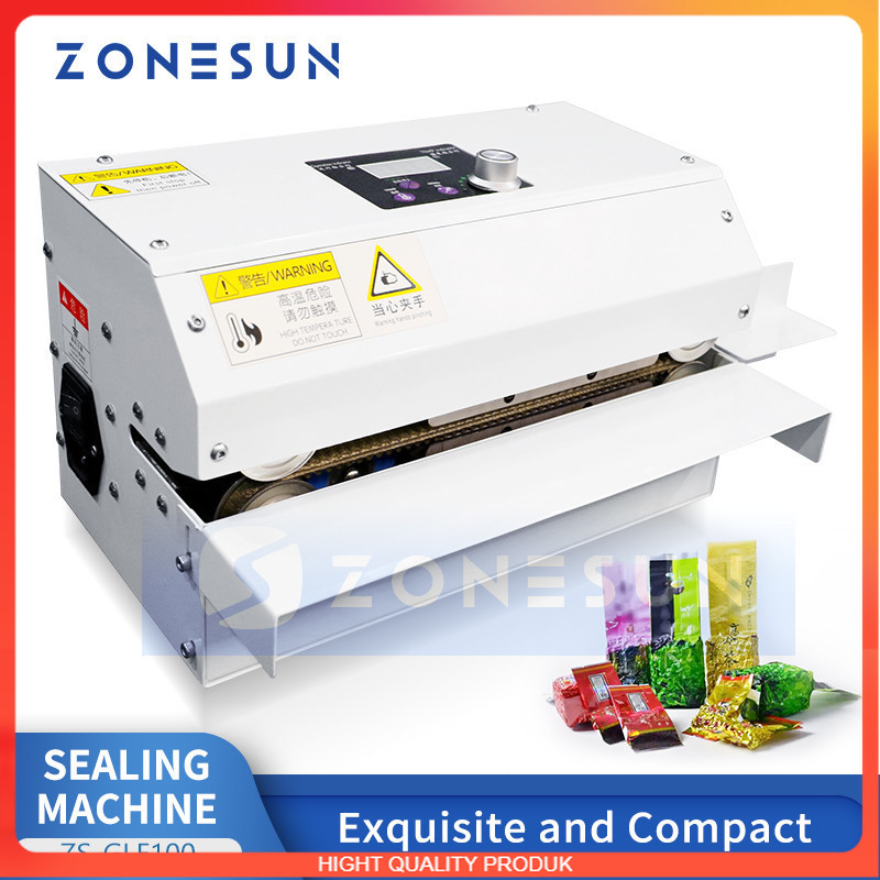 

BEST QUALITY ZONESUN Continuous Band Sealer Bag Sealing Machine Aluminum Foil Plastic Film PE Coated Paper Food Packaging ZS-GLF100
