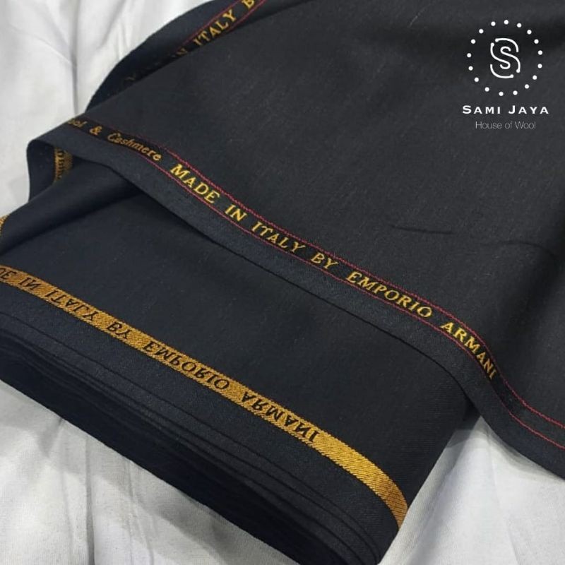 kain hitam wool emporio armany bahan stelan jas premium