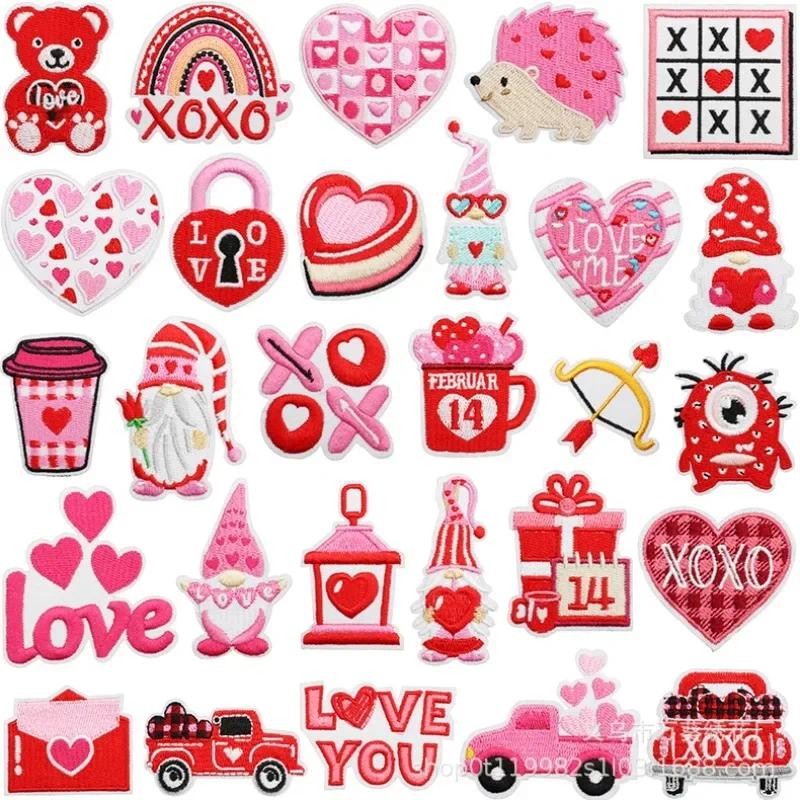 

Couple Clothing Dress Up Embroidery Cloth Sticker Valentine Cartoon Little Monster I Love You Embroidery Label Love You