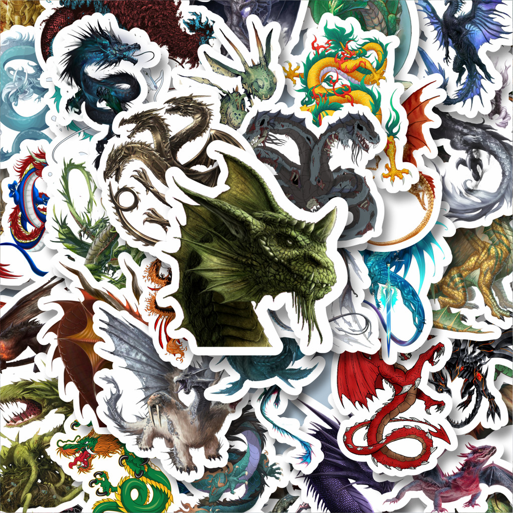 

100PCS Lucu Stiker Dragon Illustration Mix 1 [Ilustrasi Naga] Stiker Aesthetic Stiker Anti Air Stikers Berperekat Waterproof sticker decal buat Motor Helm Buku Journal Koper Casing HP Laptop Botol Minum Hadiah anak