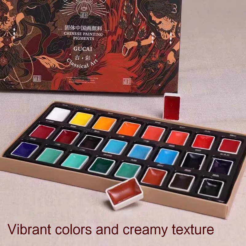 

12/24 Color Chinese Solid Watercolor Paint Professional Watercolor Paints Portable Art Kit for Student School Art Stationery