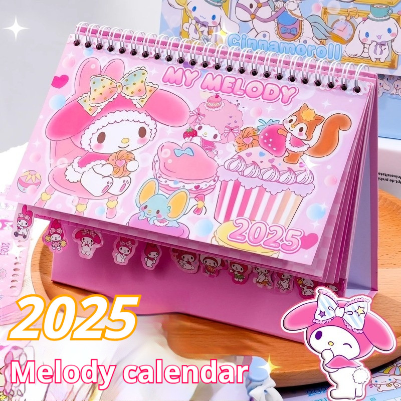 

2025 New Calendar Hello Kitty, Kuromi, Cinnamoroll Student Desktop Decoration Learning Plan Cartoon Calendar Monthly Calendar