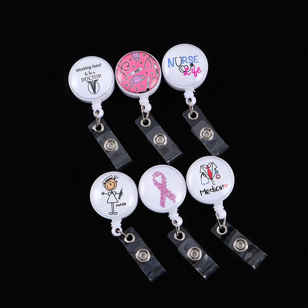 

Office Supplies Students Reel Clip ID Card Cartoon Name Card Holder Nurse Doctor Badge Holder Retractable Badge Reel