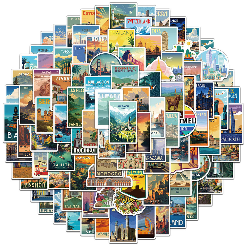 

50/100PCS Creative World Landmark Personalized Stickers Phone Case Decoration DIY Notebook Water Cup Stickers