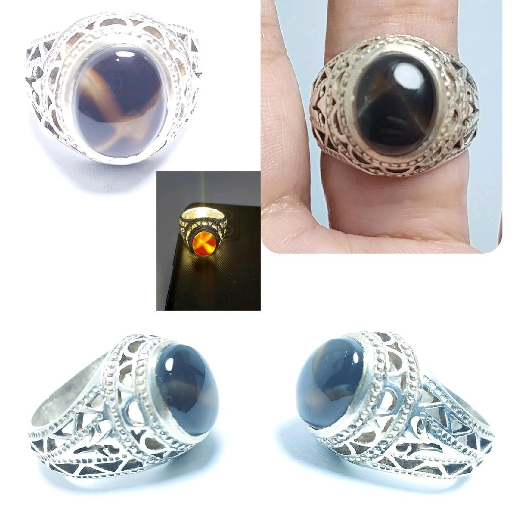 Cincin Perak Batu Akik Yaman Hitam - Perhiasan Islami