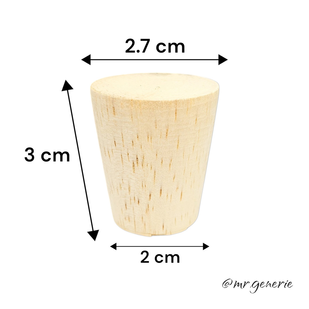 Mr.Generie Wood Cap 27x20x30 mm / tutup botol kayu Alba / murni kayu coklat muda / botol kaca wine /