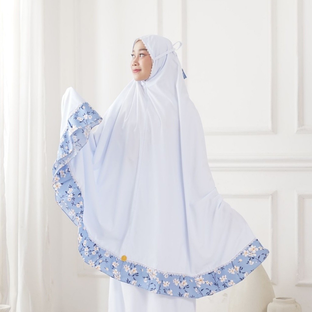 Mukena Santri Gontor - Lubna Series Blue Lili / Mukena Santriwati Gontor / Mukena Pondok Pesantren