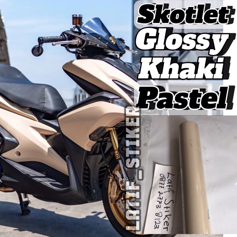 SKOTLET STIKER MOTOR KHAKI PASTEL SCOTLITE WARNA PASTEL COKLAT MUDA STICKER COKLAT PASTEL