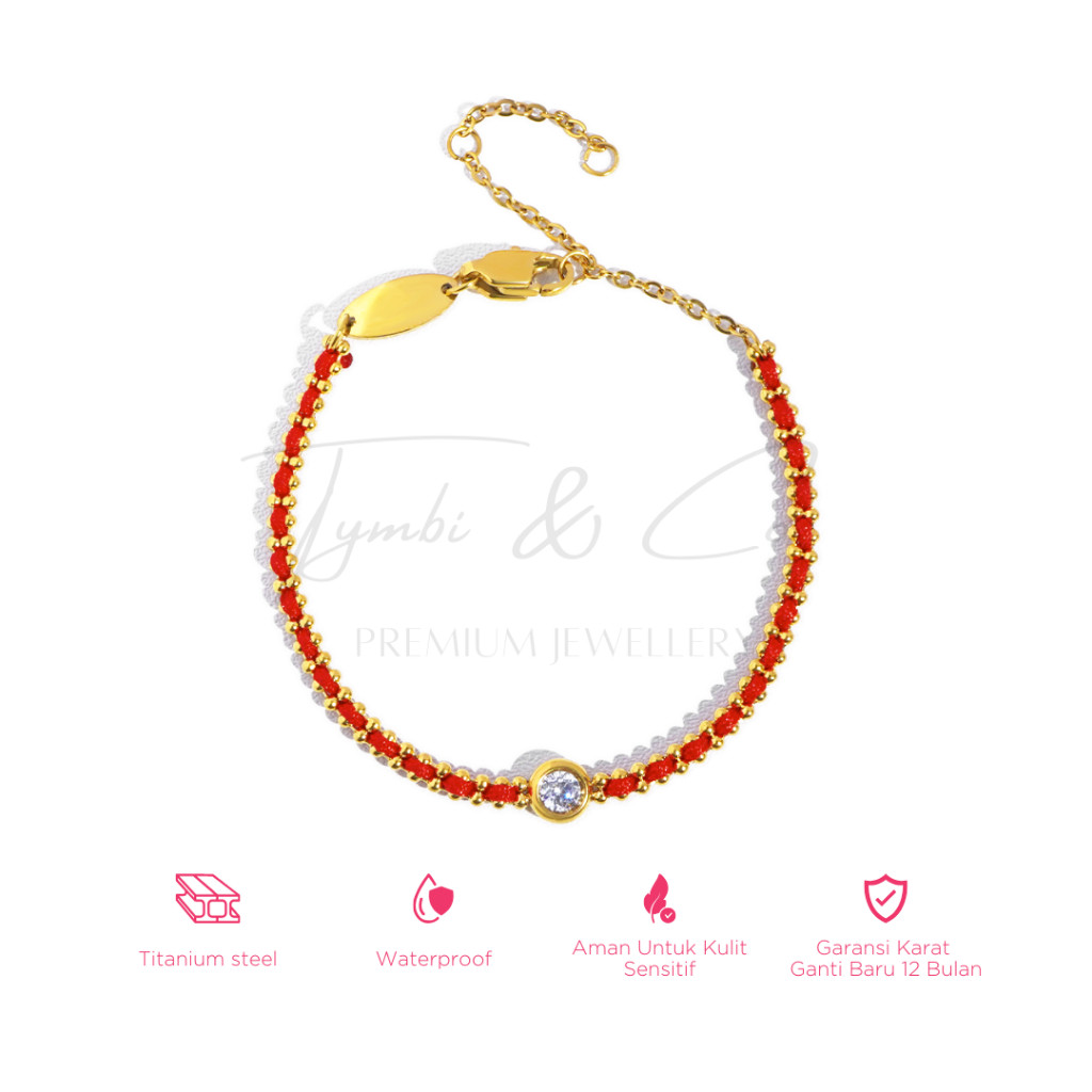 Tymbi&Co - Lucky Red Stone Bracelet | Gelang Tali Merah Titanium Anti karat copy