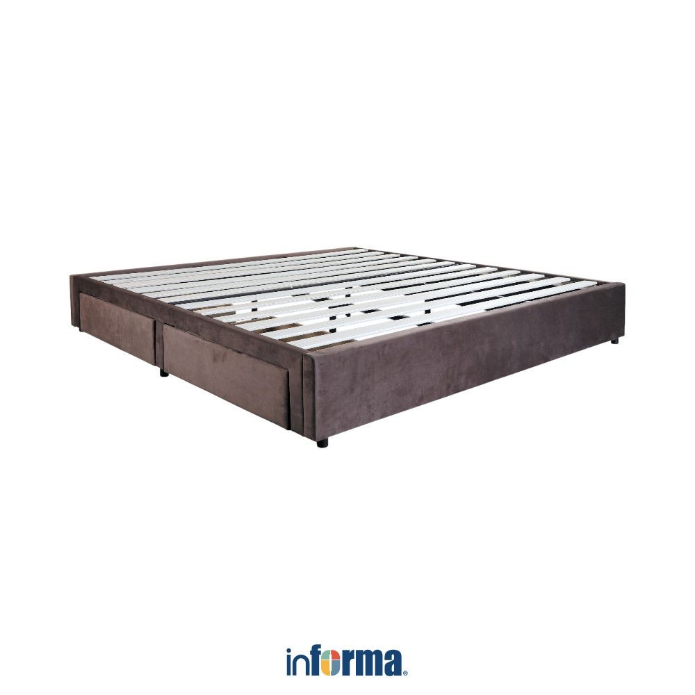Informa Sleep Linford I I I Dipan Velvet Dengan Laci - Cokelat Tempat Tidur Laci Ranjang Laci Divan 