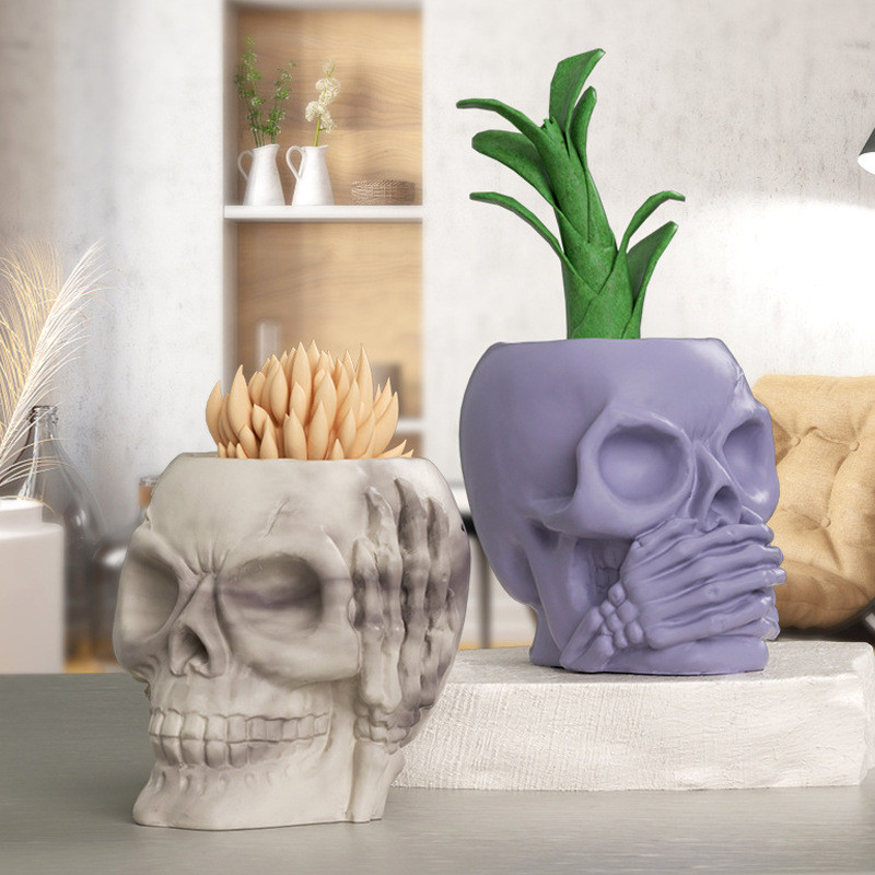 

Halloween Decoration Silicone Candle Mold Skull Aromatherapy Candle Soap Plaster Resin Casting Mold Suitable For Diy Candles