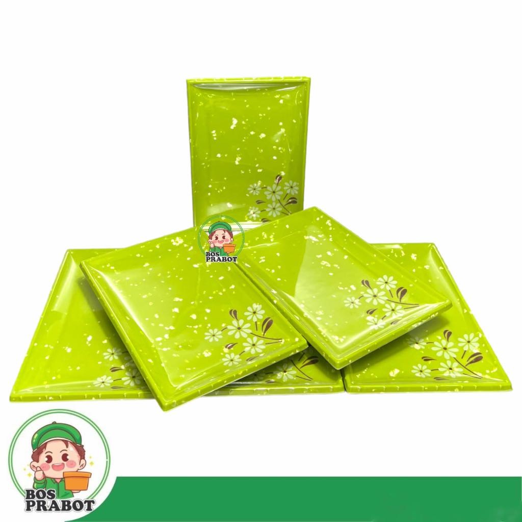 PIRING SAJI MELAMIN PERSEGI MOTIF BUNGA / PIRING SUSHI MELAMIN CANTIK / PIRING MIE GACOAN MELAMIN