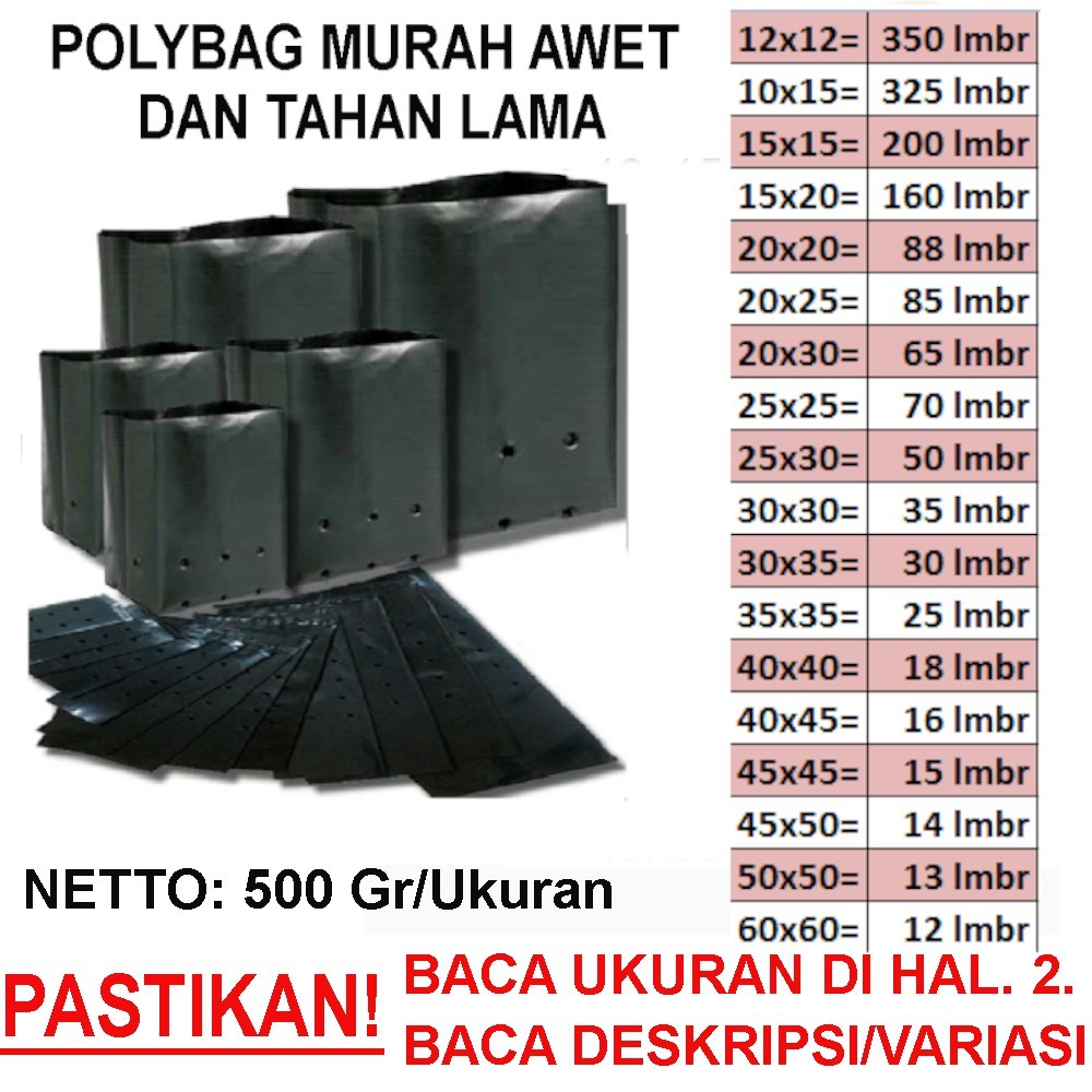 POLYBAG / POLIBEG / POLIBAG / KANTONG TANAMAN / PLASTIK TANAMAN