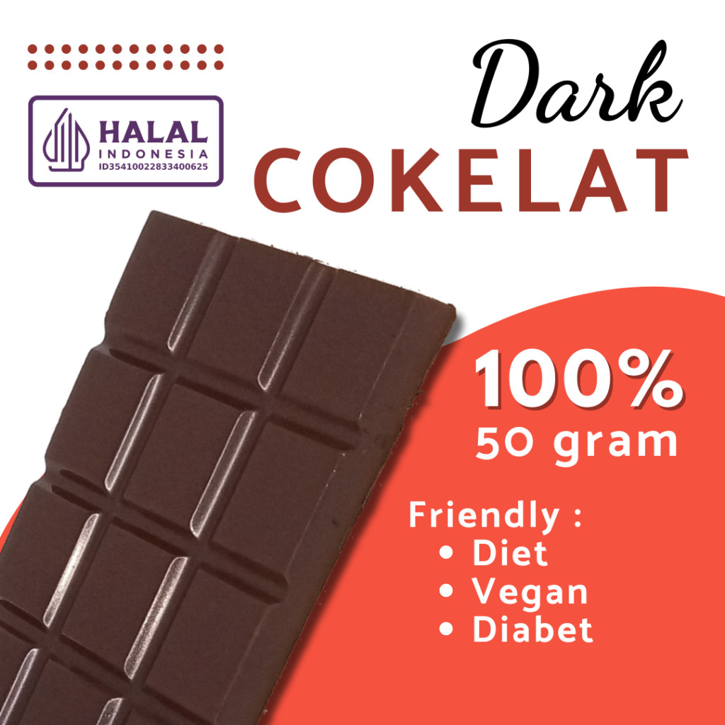 100% Dark Chocolate | Coklat Dark Untuk Diet, Vegan, Diebetes | Tanpa Susu Dan Tanpa Gula