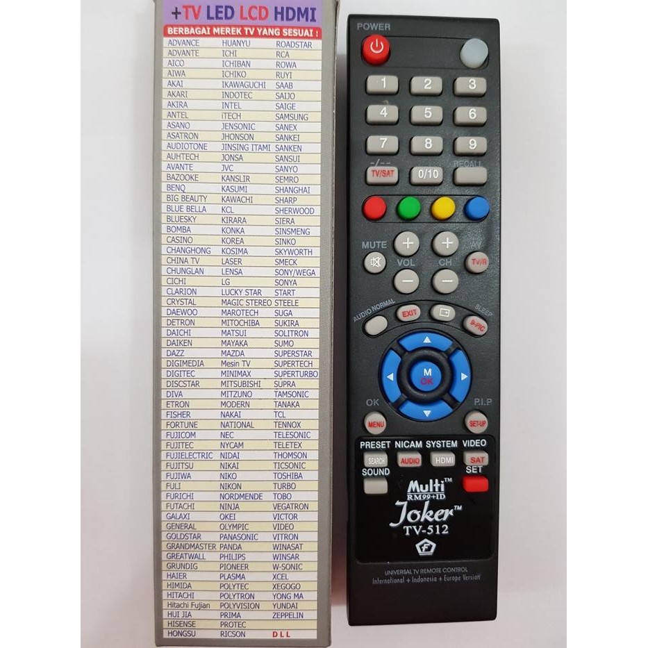 Remote Tv Universal JOKER TV-509 Super Lengkap Multi Merk (TA)
