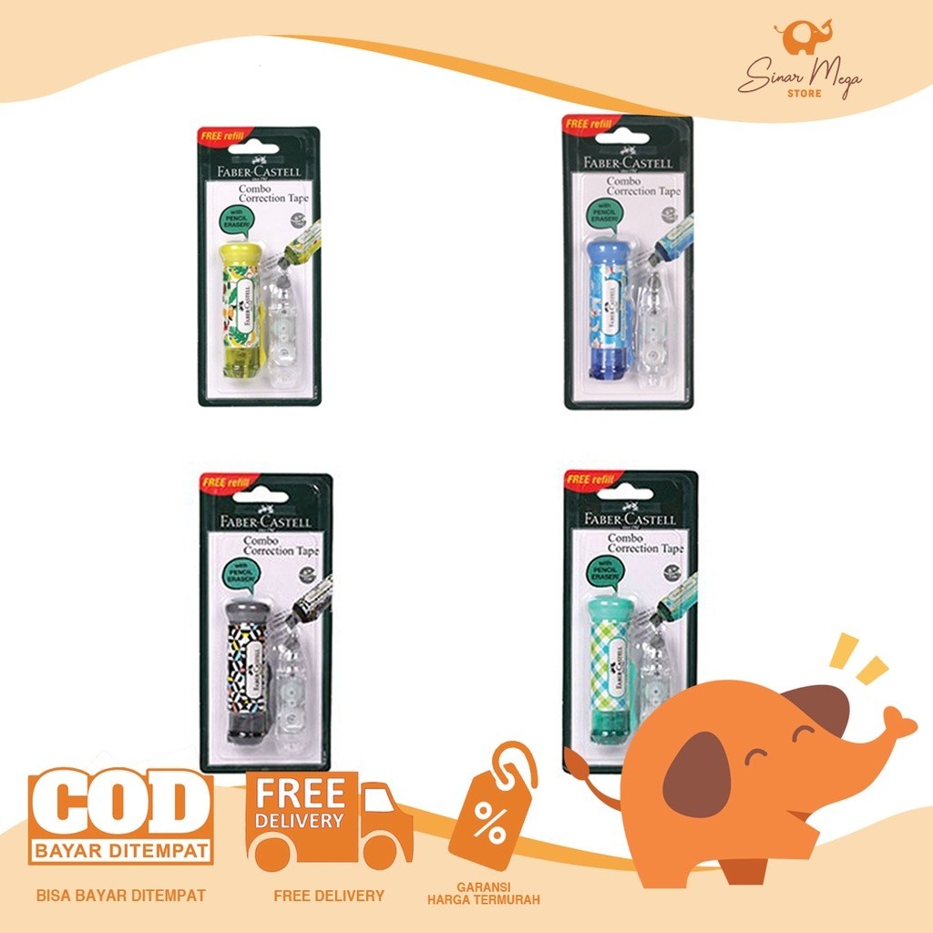 

Faber Correction Tape Combo Refill + 1 Eraser