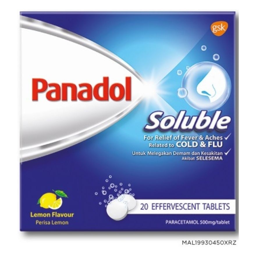Panadol Soluble Obat Demam dan Flu Original Import Malaysia
