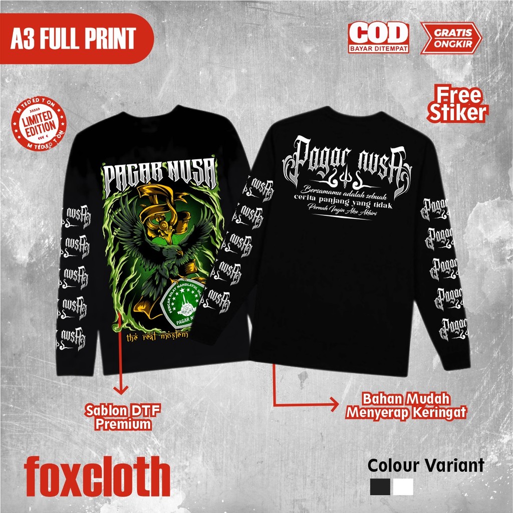 KAOS LENGAN PANJANG PAGAR NUSA THE REAL MOSTEM FIGHTER T-SHIRT LONGSLEEVE PAGAR NUSA - KAOS LENGAN T